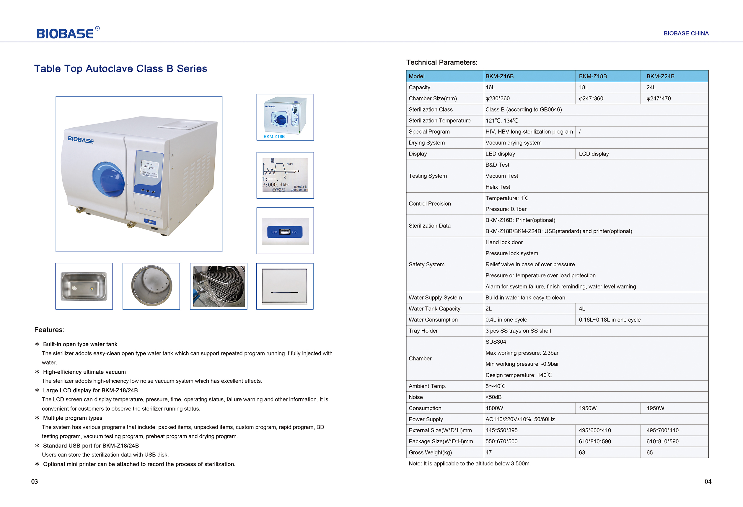 Table Top Autoclave Class B Series - BIOBASE