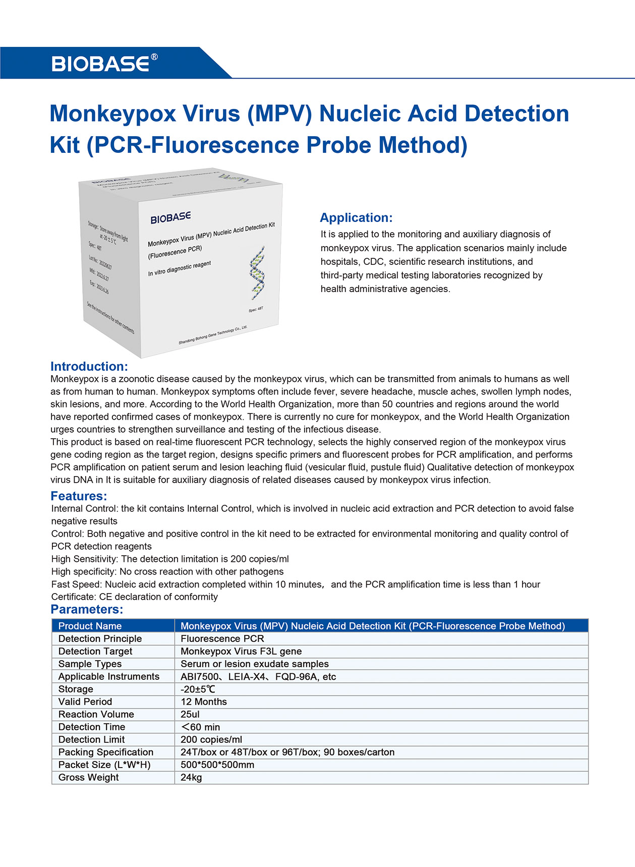 Monkeypox Virus (MPV) Nucleic Acid Detection Kit (PCR-Fluorescence ...