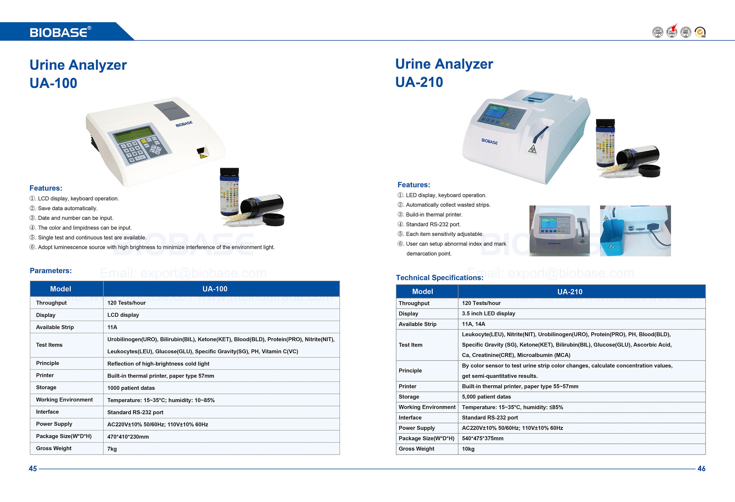 Urine Analyzer UA100 BIOBASE